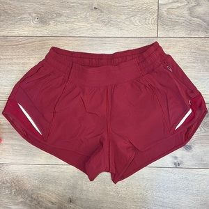 Lululemon hotty hot low rise lined shorts. Size 6. Very gently worn, look new.
